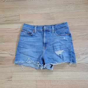 Levi's Distressed High Rise Denim Shorts
